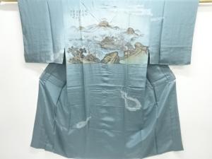 アンティーク　絞り風景模様男物長襦袢